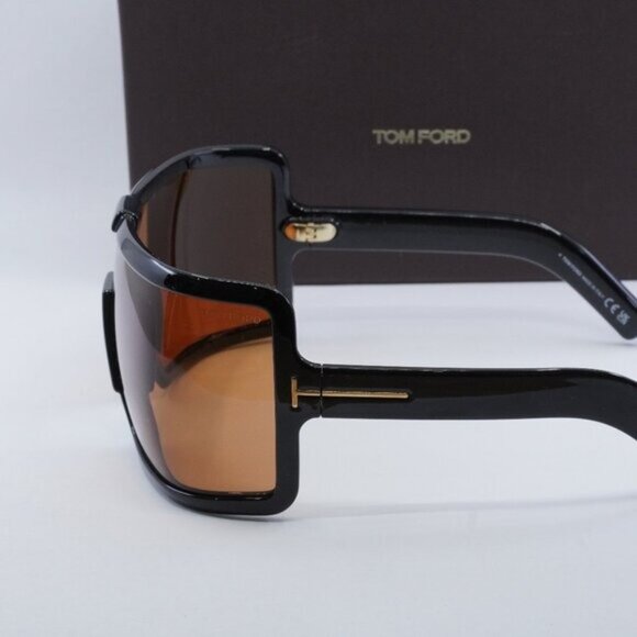 Tom Ford Parker FT1118 01E Shield Sunglasses - Black/Brown Orange - Picture 8 of 11